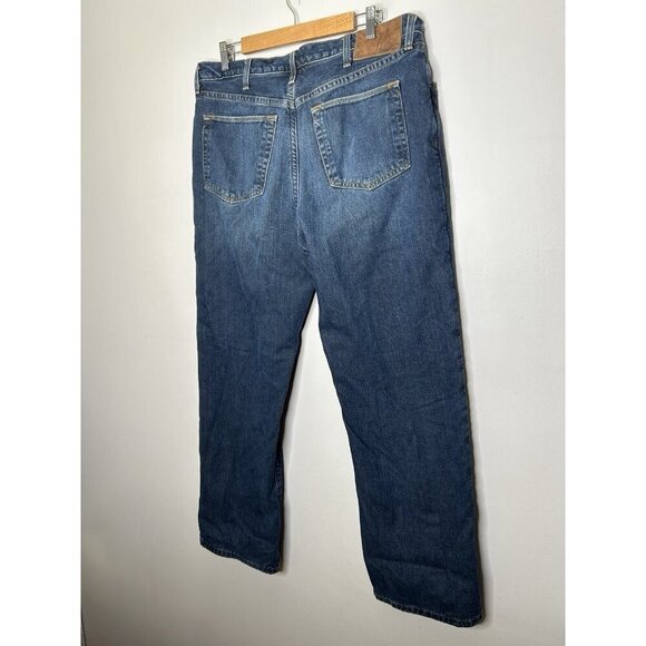 Eddie Bauer Jeans Men Blue Dark Wash Cotton Blend Fleece Lined Straight 36x30 - Picture 5 of 11